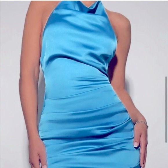 Naked Wardrobe Flossy-Glossy Silky Halter Mini Short Dress, Size XS, NWOT - Picture 7 of 12